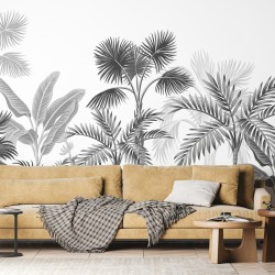 Фототапет Стандарт Джунгла сиво-бяло