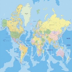 Фототапет Премиум Карта на света