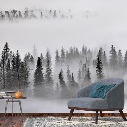 Фототапет Премиум Мъглива борова гора