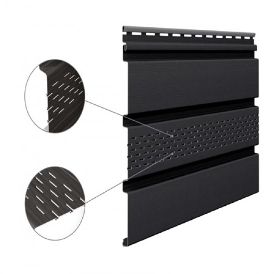 Облицовка за стрехи - винилов софит Графит Перфориран