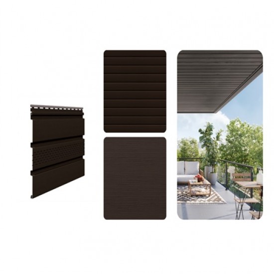 Облицовка за стрехи - винилов софит Кафяв Перфориран