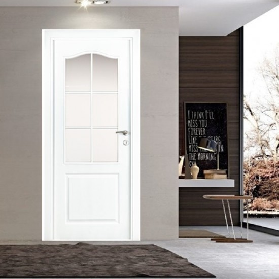 Интериорна врата Класик Бяла Мат Остъклена