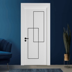 Интериорна врата Инфинити Бял Мат - Черни Лайсни