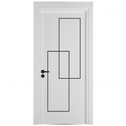 Интериорна врата Инфинити Бял Мат - Черни Лайсни