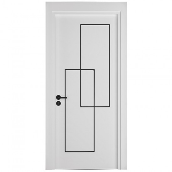 Интериорна врата Инфинити Бял Мат - Черни Лайсни