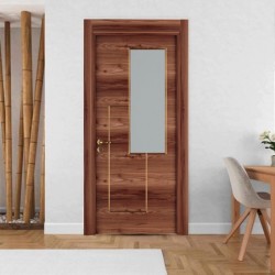 Интериорна врата Инфинити Орех Златни Лайсни Остъклена