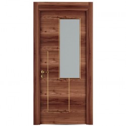 Интериорна врата Инфинити Орех Златни Лайсни Остъклена