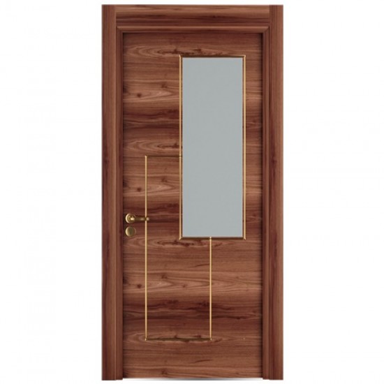 Интериорна врата Инфинити Орех Златни Лайсни Остъклена