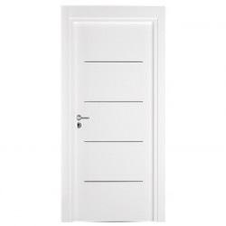 Интериорна врата Лайн Бял Мат Сребристи Лайсни