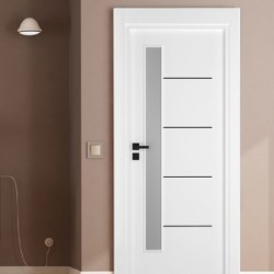 Интериорна врата Линеа Бял Мат - Черни Лайсни