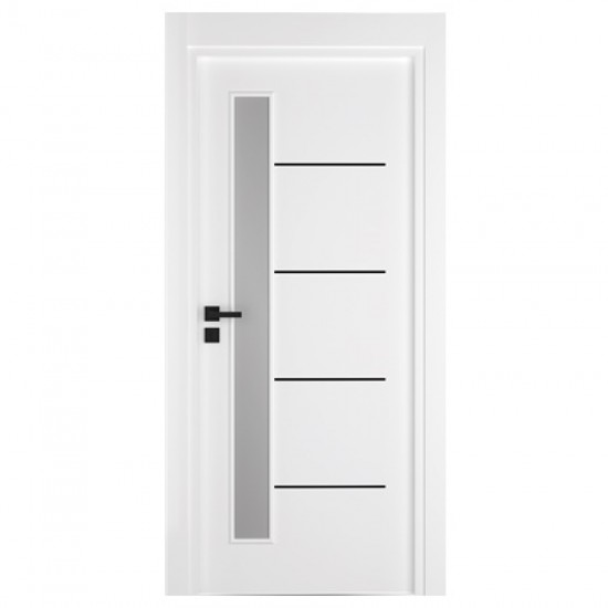 Интериорна врата Линеа Бял Мат - Черни Лайсни